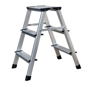 China Domestic Aluminum Step Stool 2x3 Steps Silver Folding Scaffold Ladder factory