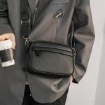 Black Microfiber Cell Phone Cross-body Pouch Male Side Sling Cross Bag Men