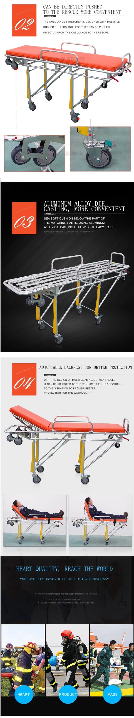 Aluminum Alloy Foldable Ambulance Stretcher Orange Surgical Stretcher