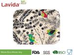 Stackable Anti - Slip Bamboo Food Tray Nordic Colorful Flower And Bird Style