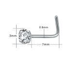 Heart Nose Stud l Shape Stainless Steel Crystal Rhinestone Nose Piercing Jewelry