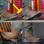 Brown Lightweight Safety Work Boots Breathable Wide Steel Toe Shoes Flexible