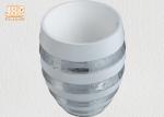 Barrel Shaped Fiberglass Flower Pots Glossy White Mirror Mosaic Finish
