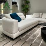 White Semi Circular Linen Sofa Interior Decoration Villa Living Room Office Area