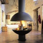 French Style Hanging Wood Burning Stoves Ceiling Mounted Suspended Fireplace