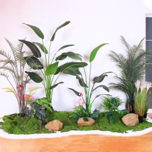 China Anti UV Plastic Artificial Landscape Trees With Traveller'S And Areca Palm factory
