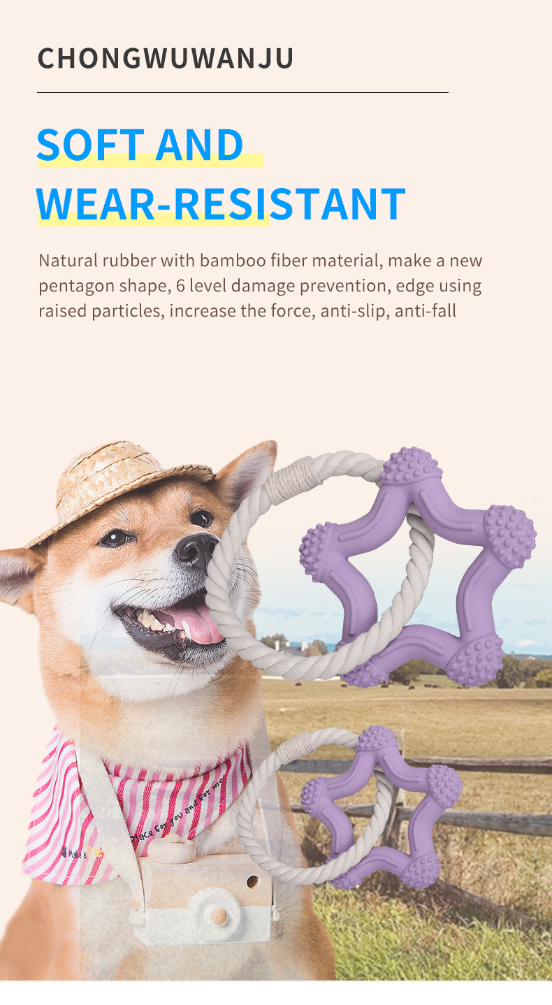 Pet Puzzle Toy Factory Pentacle Cotton Rope Interactive Chew Molar Teeth Cleaning Rubber Toys