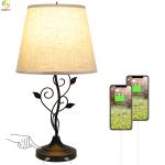 Decoration Read Linen Metal LED Bedside Lamps 85 - 265V