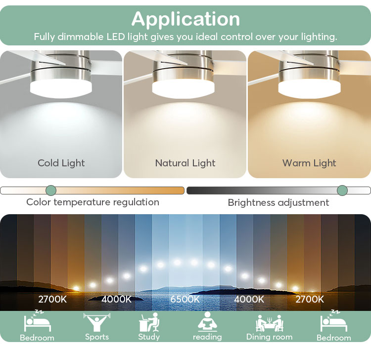 Modern Design High Airflow Ceiling Fan with 10- and MDF Blades in OEM Colors