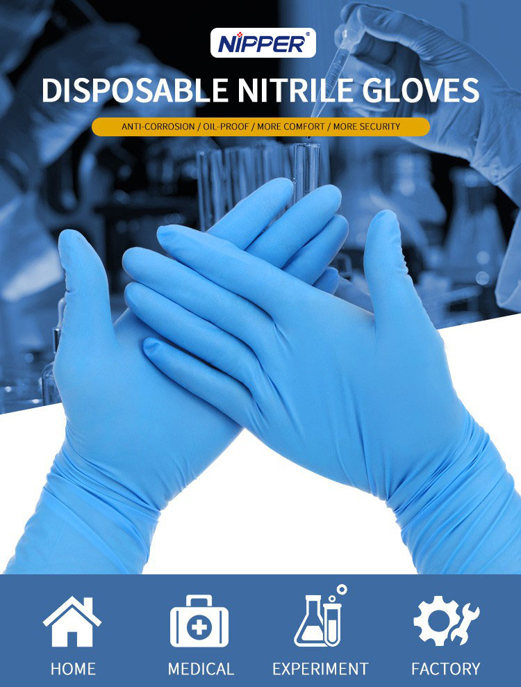 Free Sample Blue Purple Powder Free Disposable Nitrile Gloves