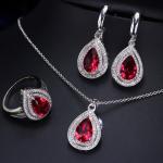 Hot selling Womens Luxury Wedding Flower CZ Zircon jewelry Set Fashion Waterdrop