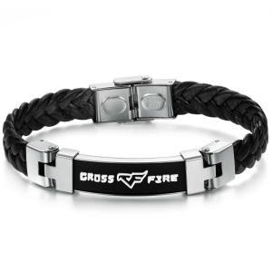 China Tagor Stainless Steel Jewelry Super Fashion Silicone Leather Bracelet Bangle TYSR118 factory