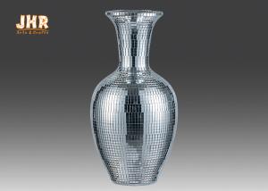 China Fiberglass Table Vase Silver Mosaic Glass Vases For Artificial Flowers Home Decorations factory