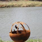 600mm Round Corten Steel Outdoor Fire Pit ball fire sphere For Wood Burning