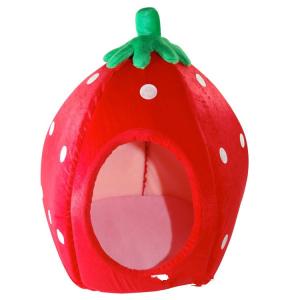 China Cross Border Strawberry Dog Bed Pet House Cat House Small Dog House Wholesale Removable And Washable Mat Dog House factory