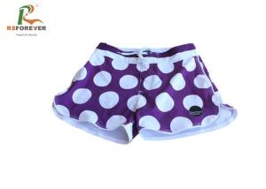 China Digital Printing Purple Womens Board Shorts With White Big Spot Pantone Color factory