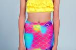 Pink Yellow Swimmable Mermaid Tails With Monofin , Custom Made Mermaid Tails