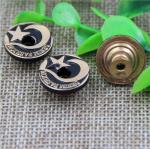 Custom hot sale gold color five-pointed star alloy 17 mm denim snap button for