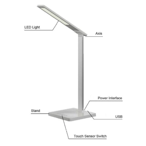 USB Charging Port Smart LED Table Lamp 12v Dc Adjustable Height And Angle