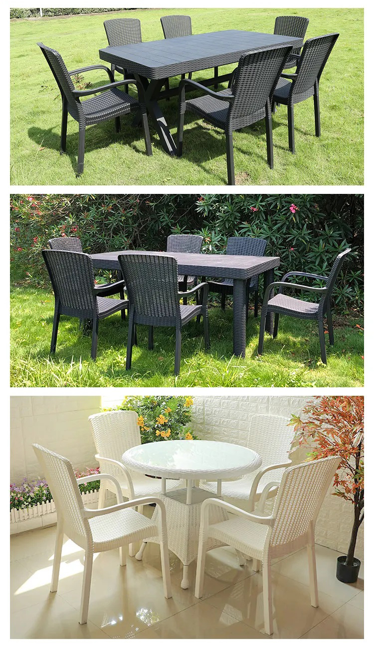 Leisure Outdoor High Back Stackable Plastic Armchair for Villa Patio Garden Coffee Dining