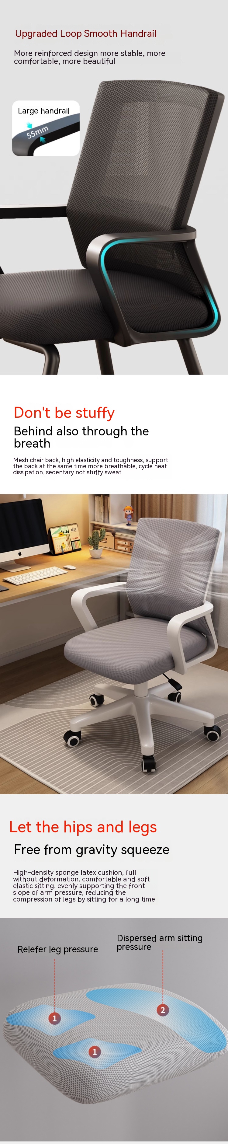 Ergonomic Mesh Office Chair for Home and Gaming High Back Mid Back Breathable Design