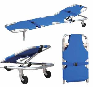 China Hot sells Two Wheels 60 Degree Emergency Folding Foldable Ambulance Stretcher 55cm factory