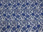 Royal Blue Cord Floral Embroidered Lace Fabric Handwork For Woman Dress