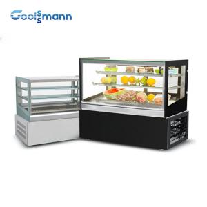 China Right Angle Cake Display Cooler Supermarket Auto Defrosting Showcase Chiller factory