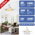 42 Inch Smart Small Retractable LED Light Ceiling Fan Wifi Control For Bedroom