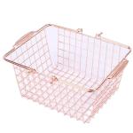 Factory Custom Rose Gold Supermarket Metal Shopping Basket Cosmetic Store