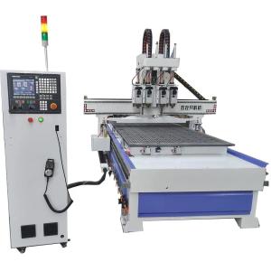 China Pneumatic cnc router 1325 multi function three head woodworking cnc 3D Wood Carving Machine for doors furniture factory