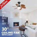 30" Mini Ceiling Fan With Light Wood Blade 6 Speed Choice Hi Speed