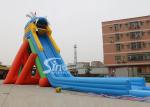China extreme giant adults hippo inflatable slide with pool ended for sea shore