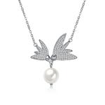 10mm Freshwater Pearl Butterfly 14.7'' 6.1g Chain Sterling Silver Jewelry