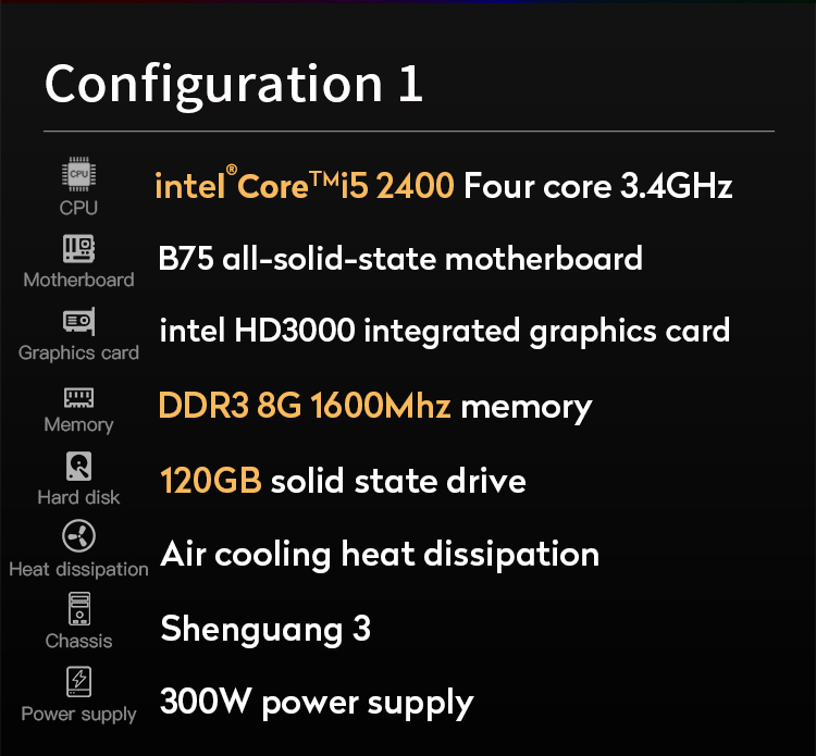 B75 Motherboard Gaming Desktop Computers Core I5 2400 3470 CPU 250W Power Supply