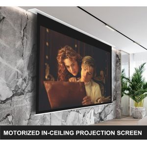 China Aluminum Recessed Tab Tensioned Motorized Screen IR factory