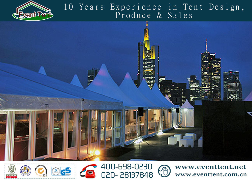 Outdoor Luxury Pagoda Party Tent Glass Wall Waterproof With Insulation Linings