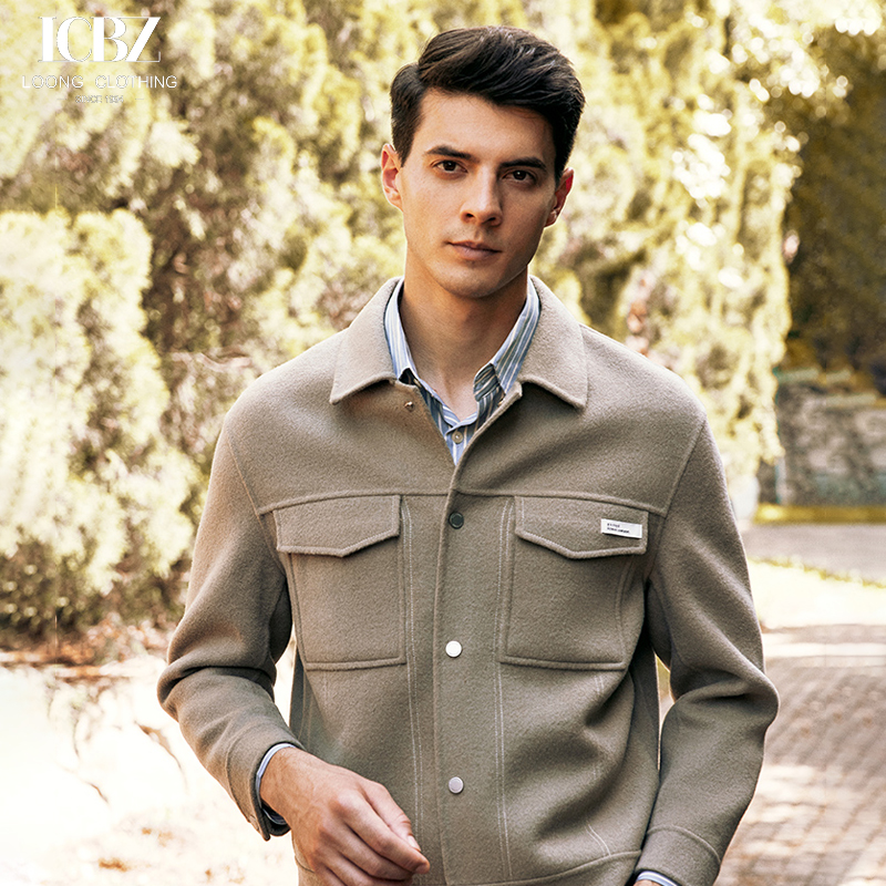 Men's Short Turn Down Collar Jacket for Autumn and Winter End Executive Workwear