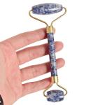 Blue Spots Sodalite Jasper Double Jade Roller For Dark Circles