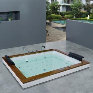 China 1800mm 5.9' Waterfall Whirlpool Bathtub For Two Indoor Transparent Glass factory