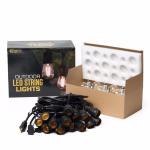 cafe patio hanging outdoor waterproof globe led string lights with metal shades