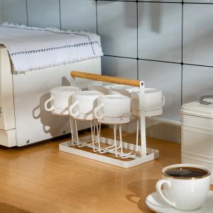 China Kitchen Organiser Kitchen Organizer Cup Drying Holder Mug Cup Drying Rack Stand With 6 Hooks Cup Drainer factory