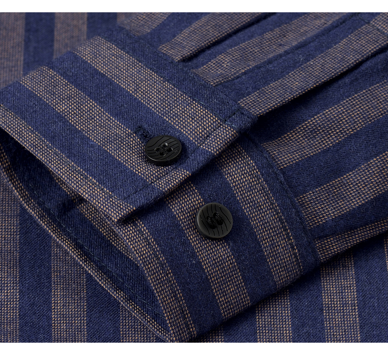 Breathable Dark Blue Long Sleeve Cotton Shirt for Men's Casual Fashion in Autumn 2021