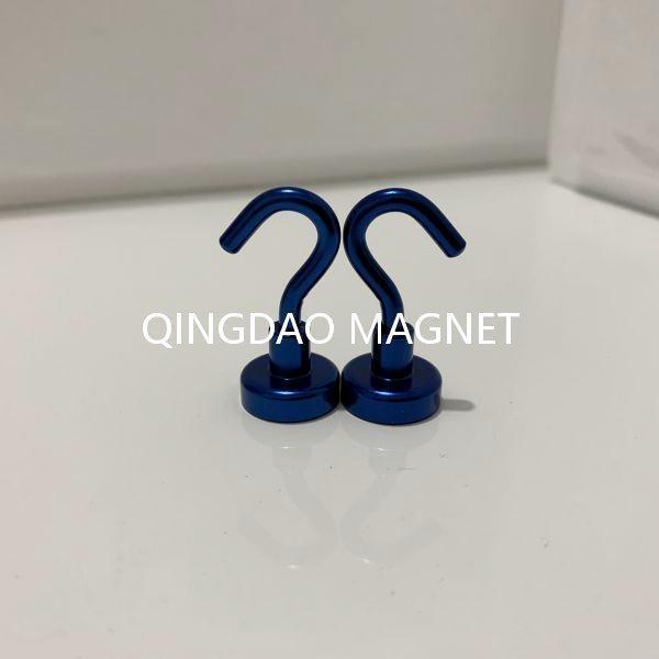 Sintered NdFeB Hook Magnet, N35,16KGS, Permenent Hook Magnets in Blue, Black,