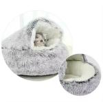 Semi Closed Comfortable Pet Beds Plush Fluffy Cat Bed Nest Easy To Clean