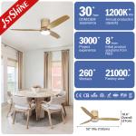 52 Inch Solid Wood Blades DC Motor LED Ceiling Fan Lighting for Home Office