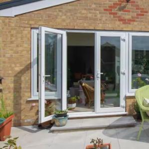 China Insect Screen Aluminum Swing Door with Double Tempered Clear Glazing and Automatic Openning factory