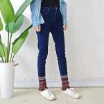 Embroidered Tassel Blue Women Denim Skinny Jeans Long Section Casual Style