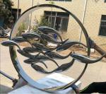 Modern Mirror Fish Group Welding Stainless Steel Art Sculptures