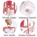 Zippered Rose Pattern Transparent PVC Toiletry Bag For Travel